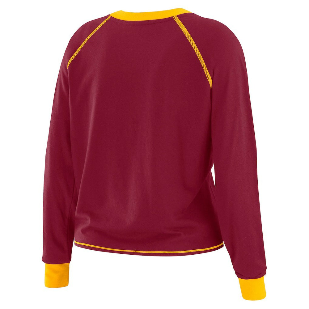 Washington Commanders WEAR by Erin Andrews Women's Tie-Front Long Sleeve Top - Burgundy/Gold sale