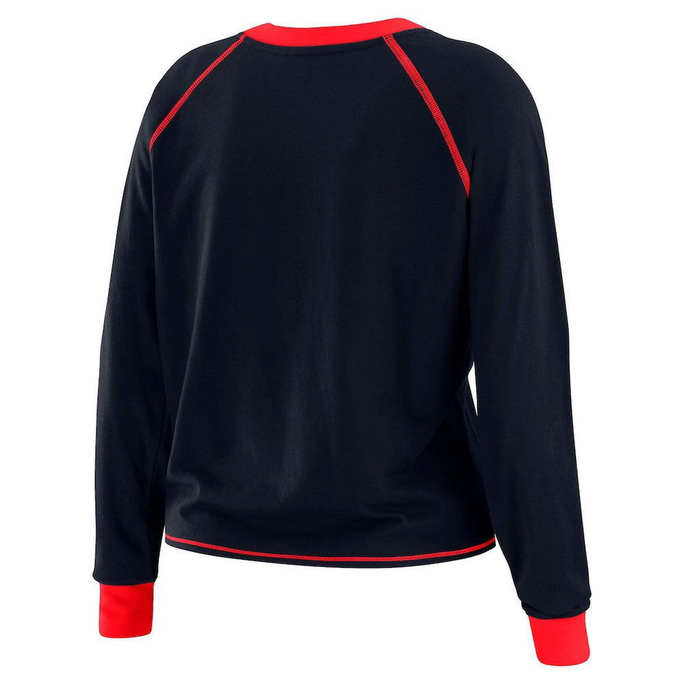 Houston Texans WEAR by Erin Andrews Women's Tie-Front Long Sleeve Top - Navy/Red online