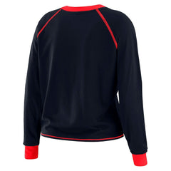 Houston Texans WEAR by Erin Andrews Women's Tie-Front Long Sleeve Top - Navy/Red online
