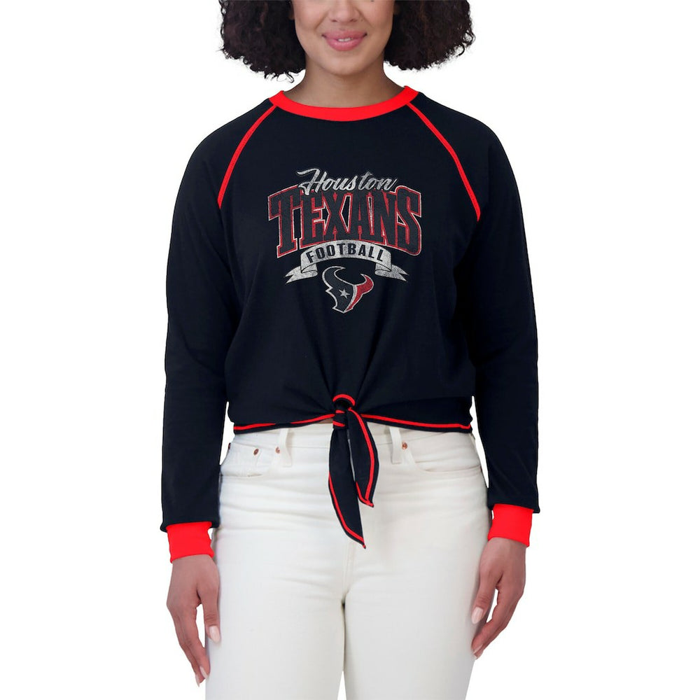 Houston Texans WEAR by Erin Andrews Women's Tie-Front Long Sleeve Top - Navy/Red online