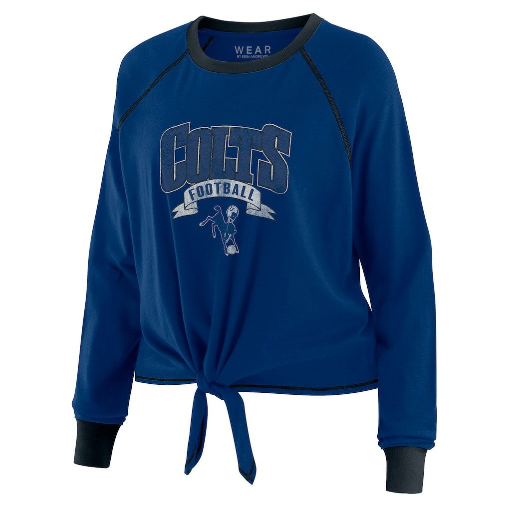 Indianapolis Colts WEAR by Erin Andrews Women's Tie-Front Long Sleeve Top - Royal/Black cheap