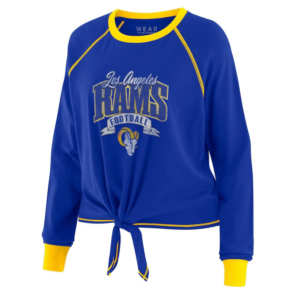 Los Angeles Rams WEAR by Erin Andrews Women's Tie-Front Long Sleeve Top - Royal/Gold online
