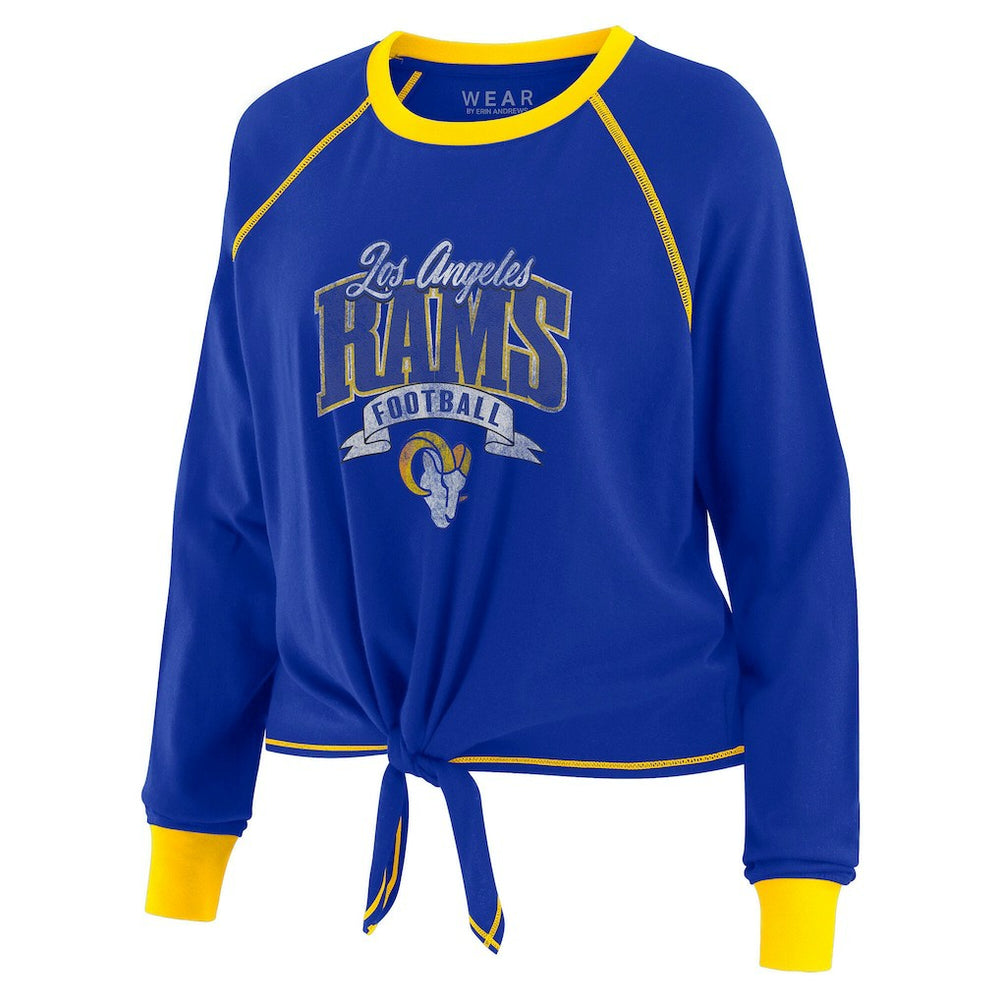 Los Angeles Rams WEAR by Erin Andrews Women's Tie-Front Long Sleeve Top - Royal/Gold online