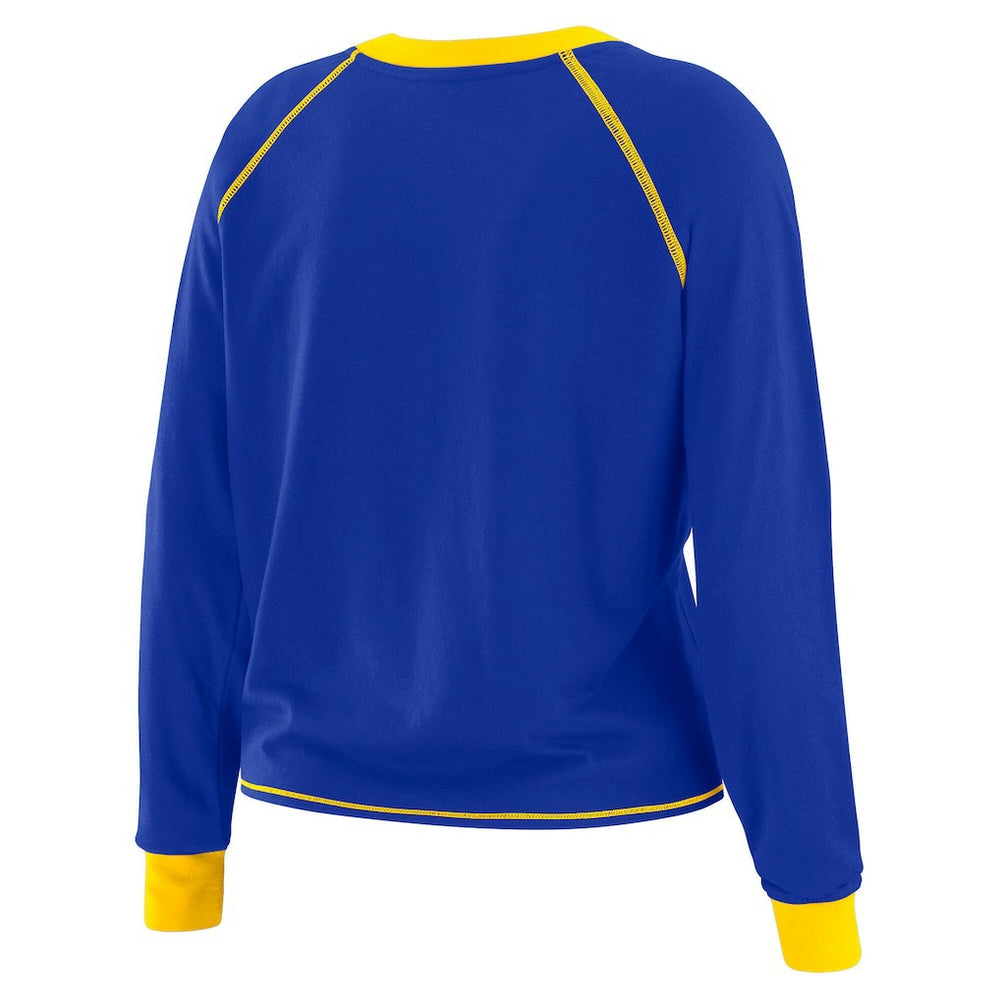 Los Angeles Rams WEAR by Erin Andrews Women's Tie-Front Long Sleeve Top - Royal/Gold online