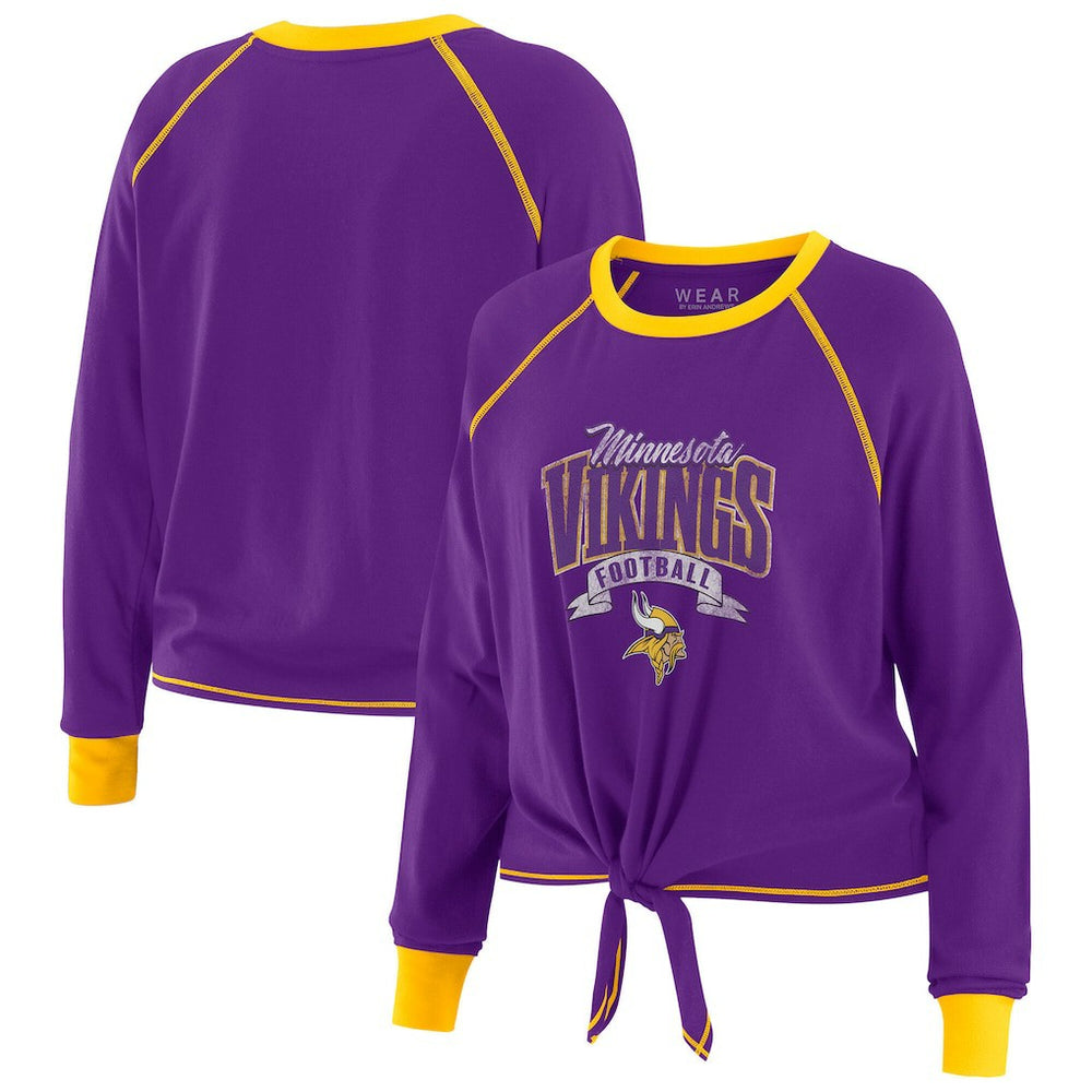 Minnesota Vikings WEAR by Erin Andrews Women's Tie-Front Long Sleeve Top - Purple/Gold online