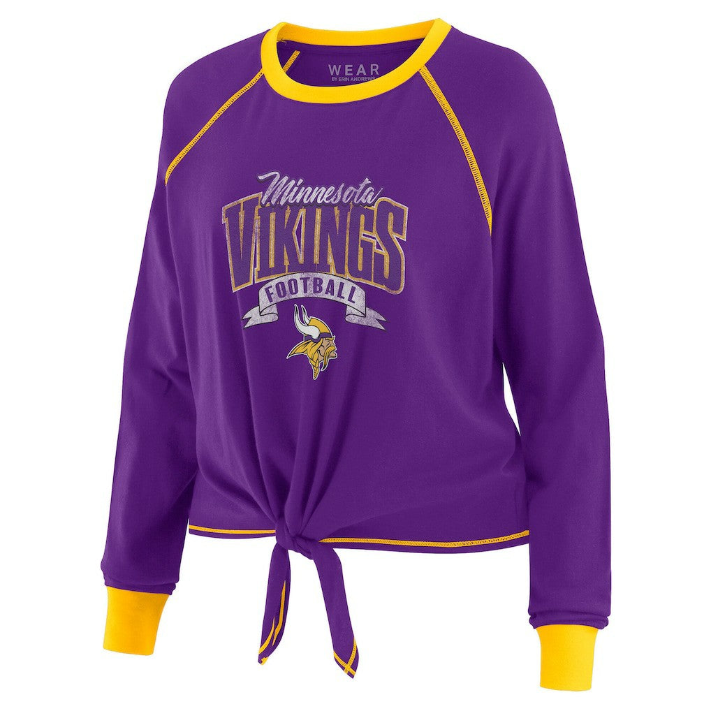 Minnesota Vikings WEAR by Erin Andrews Women's Tie-Front Long Sleeve Top - Purple/Gold online