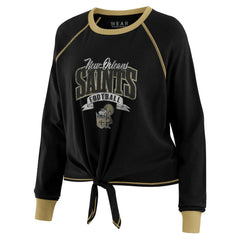 New Orleans Saints WEAR by Erin Andrews Women's Tie-Front Long Sleeve Top - Black/Gold cheap