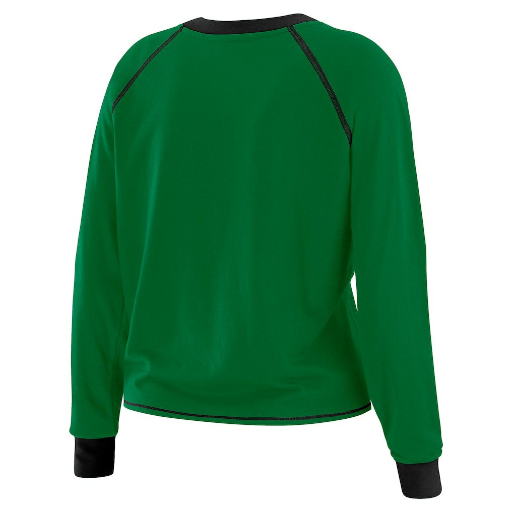 New York Jets WEAR by Erin Andrews Women's Tie-Front Long Sleeve Top - Green/Black outlet