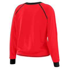 San Francisco 49ers WEAR by Erin Andrews Women's Tie-Front Long Sleeve Top - Scarlet/Black on sale
