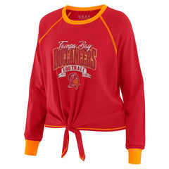 Tampa Bay Buccaneers WEAR by Erin Andrews Women's Tie-Front Long Sleeve Top - Red/Orange for sale