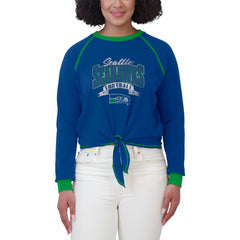 Seattle Seahawks WEAR by Erin Andrews Women's Tie-Front Long Sleeve Top - Royal/Green cheap