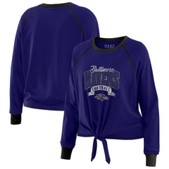 Baltimore Ravens WEAR by Erin Andrews Women's Tie-Front Long Sleeve Top - Purple/Black cheap