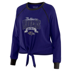 Baltimore Ravens WEAR by Erin Andrews Women's Tie-Front Long Sleeve Top - Purple/Black cheap