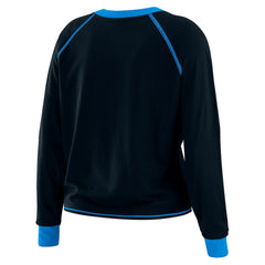 Carolina Panthers WEAR by Erin Andrews Women's Tie-Front Long Sleeve Top - Black/Blue outlet