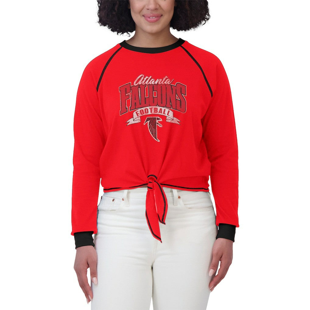 Atlanta Falcons WEAR by Erin Andrews Women's Tie-Front Long Sleeve Top - Red/Black outlet