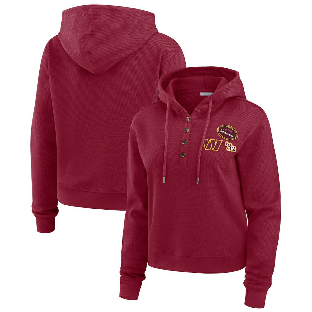 Washington Commanders WEAR by Erin Andrews Women's Waffle Hoodie Pullover Top - Burgundy cheap