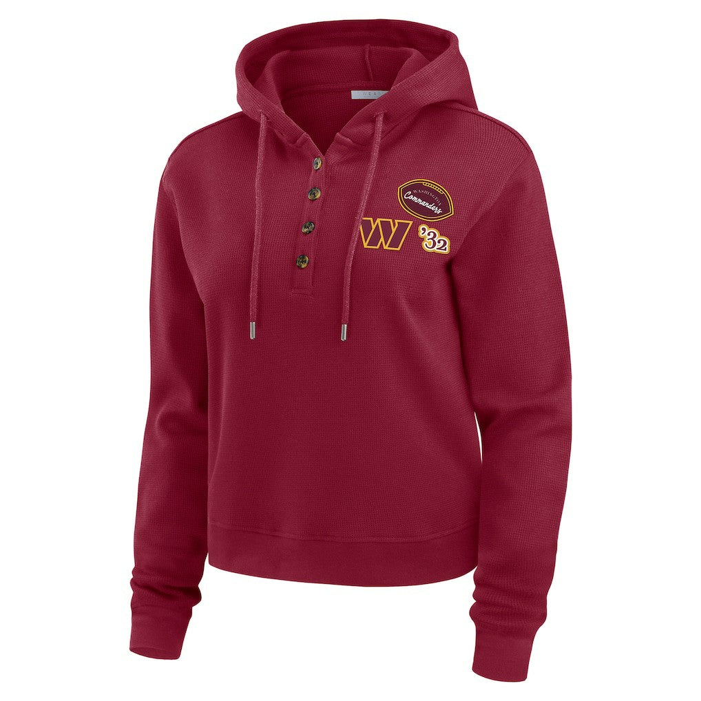 Washington Commanders WEAR by Erin Andrews Women's Waffle Hoodie Pullover Top - Burgundy cheap