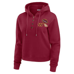 Washington Commanders WEAR by Erin Andrews Women's Waffle Hoodie Pullover Top - Burgundy cheap