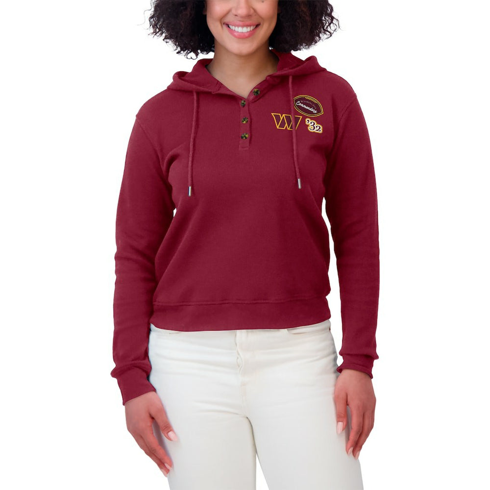 Washington Commanders WEAR by Erin Andrews Women's Waffle Hoodie Pullover Top - Burgundy cheap