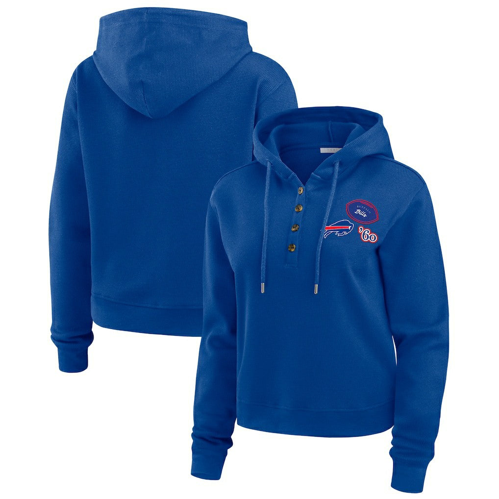 Buffalo Bills WEAR by Erin Andrews Women's Waffle Hoodie Pullover Top - Royal cheap