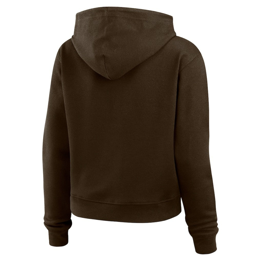 Cleveland Browns WEAR by Erin Andrews Women's Waffle Hoodie Pullover Top - Brown cheap