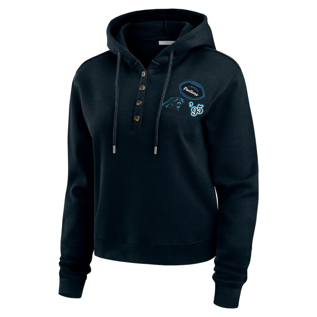 Carolina Panthers WEAR by Erin Andrews Women's Waffle Hoodie Pullover Top - Navy outlet