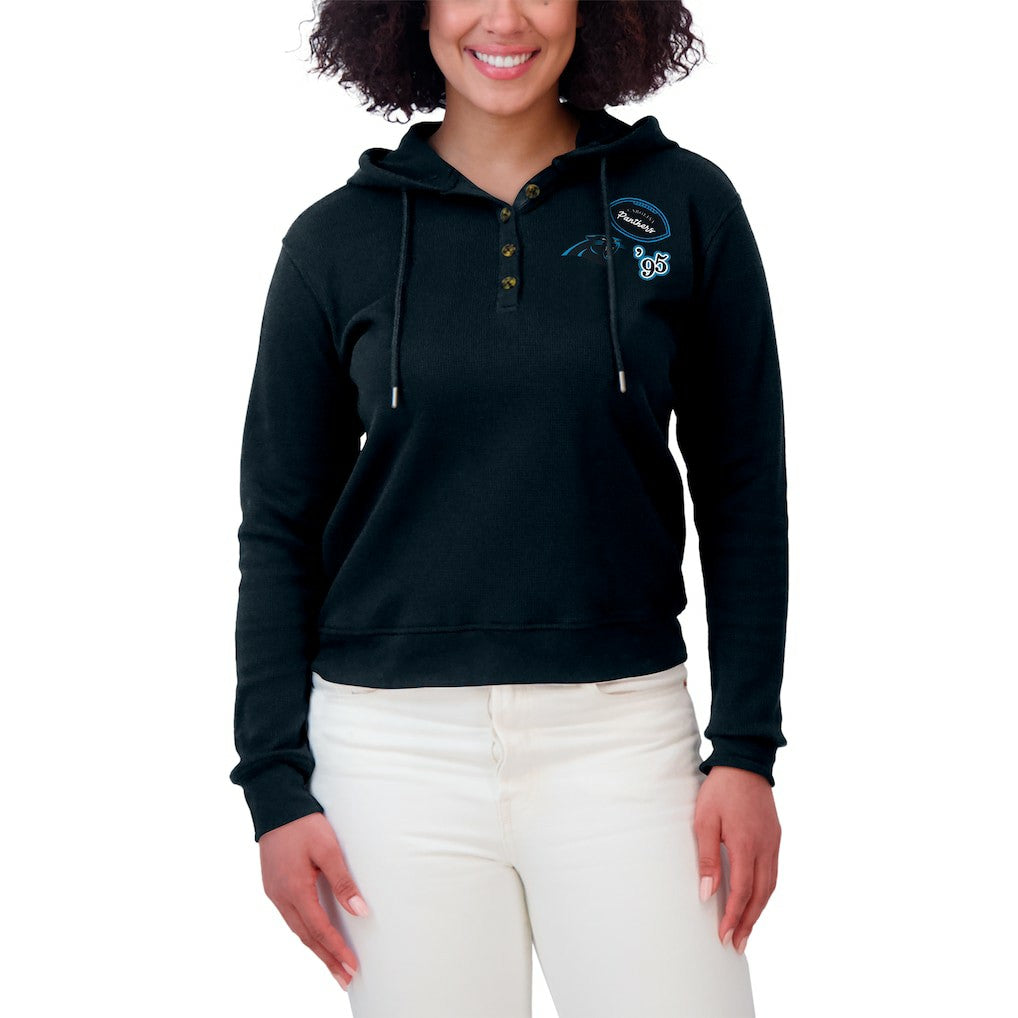 Carolina Panthers WEAR by Erin Andrews Women's Waffle Hoodie Pullover Top - Navy outlet