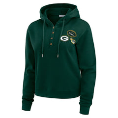 Green Bay Packers WEAR by Erin Andrews Women's Waffle Hoodie Pullover Top - Green on sale