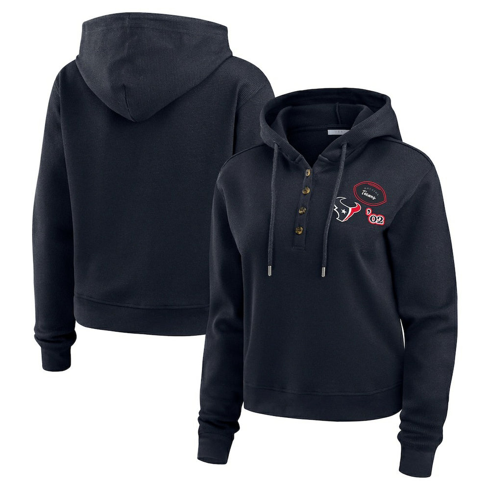 Houston Texans WEAR by Erin Andrews Women's Waffle Hoodie Pullover Top - Navy discount