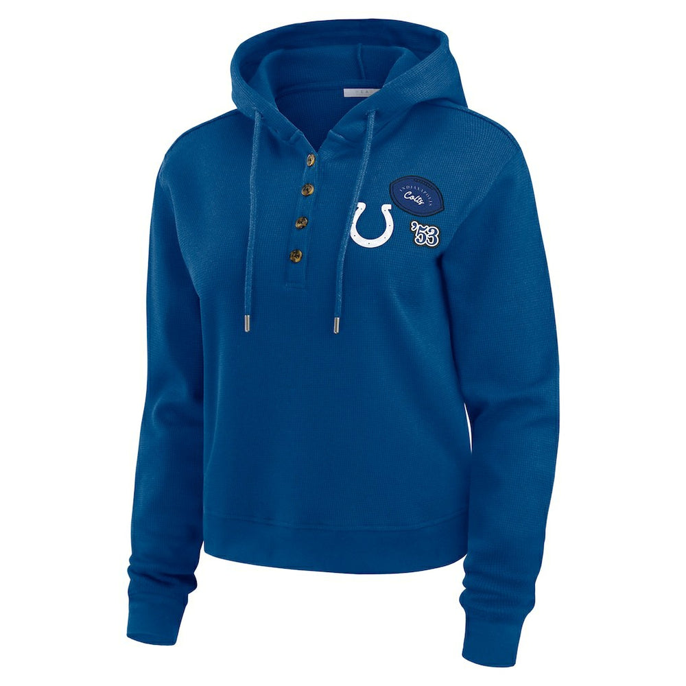 Indianapolis Colts WEAR by Erin Andrews Women's Waffle Hoodie Pullover Top - Blue cheap