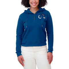 Indianapolis Colts WEAR by Erin Andrews Women's Waffle Hoodie Pullover Top - Blue cheap