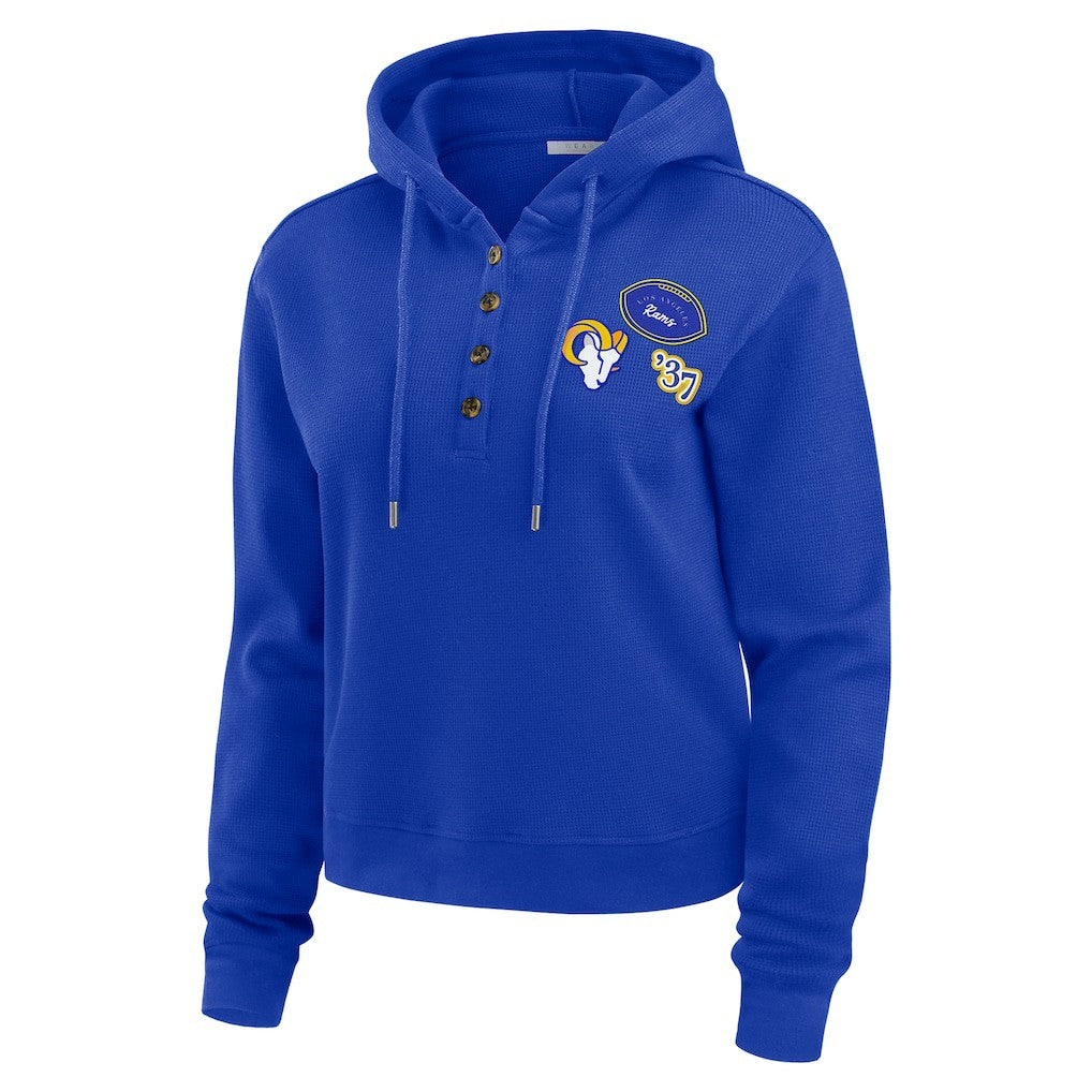 Los Angeles Rams WEAR by Erin Andrews Women's Waffle Hoodie Pullover Top - Royal outlet
