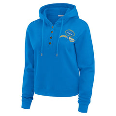 Los Angeles Chargers WEAR by Erin Andrews Women's Waffle Hoodie Pullover Top - Powder Blue on sale