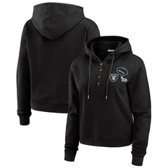 Las Vegas Raiders WEAR by Erin Andrews Women's Waffle Hoodie Pullover Top - Black cheap