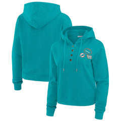 Miami Dolphins WEAR by Erin Andrews Women's Waffle Hoodie Pullover Top - Aqua outlet