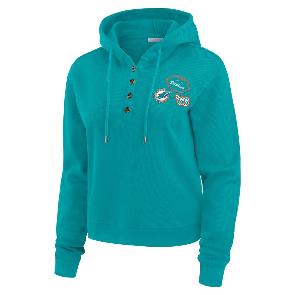 Miami Dolphins WEAR by Erin Andrews Women's Waffle Hoodie Pullover Top - Aqua outlet