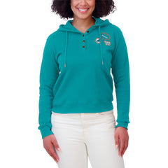 Miami Dolphins WEAR by Erin Andrews Women's Waffle Hoodie Pullover Top - Aqua outlet