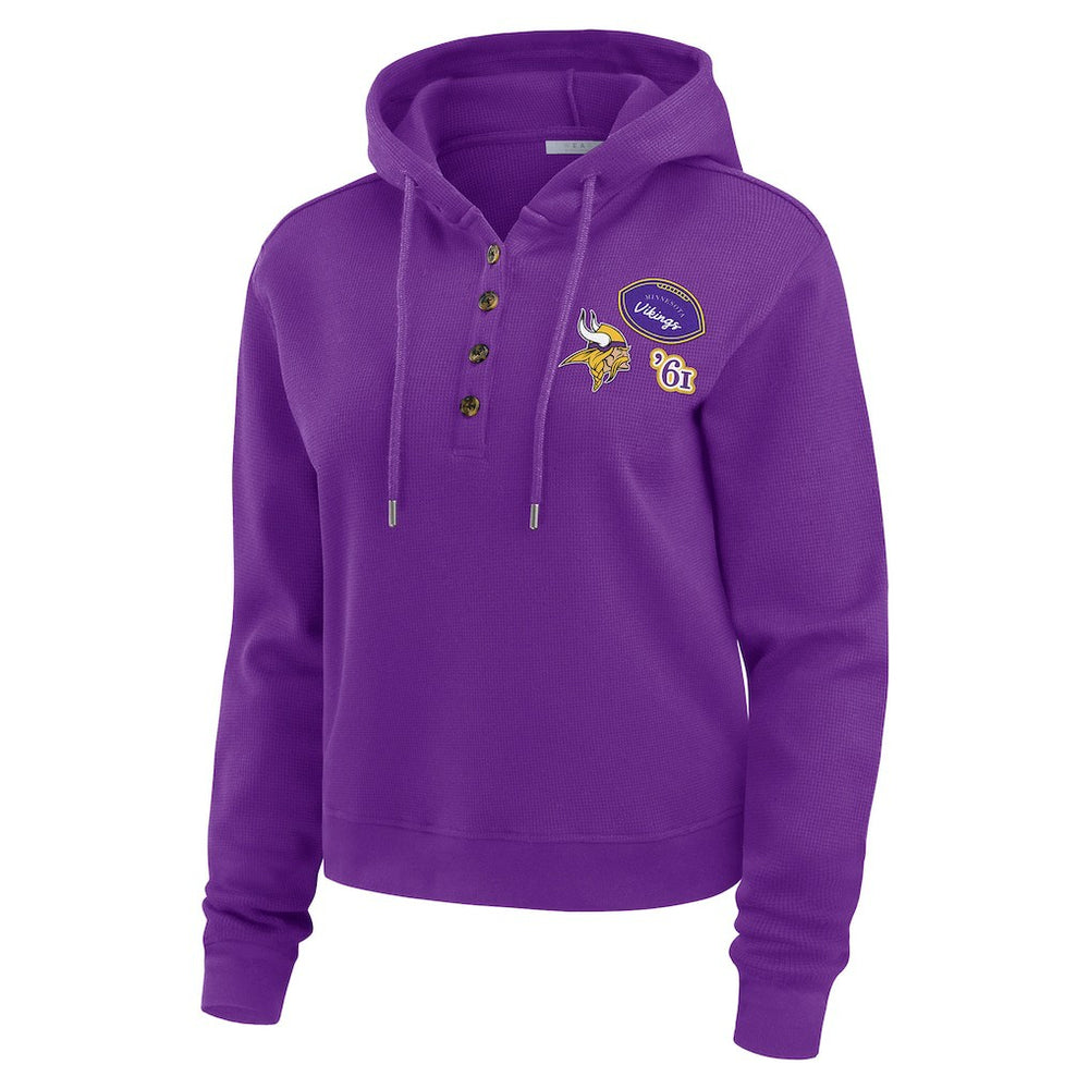 Minnesota Vikings WEAR by Erin Andrews Women's Waffle Hoodie Pullover Top - Purple for sale