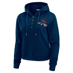 New England Patriots WEAR by Erin Andrews Women's Waffle Hoodie Pullover Top - Navy online