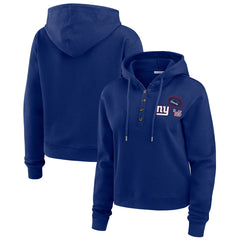 New York Giants WEAR by Erin Andrews Women's Waffle Hoodie Pullover Top - Royal cheap