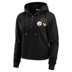 Pittsburgh Steelers WEAR by Erin Andrews Women's Waffle Hoodie Pullover Top - Black outlet