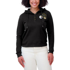 Pittsburgh Steelers WEAR by Erin Andrews Women's Waffle Hoodie Pullover Top - Black outlet