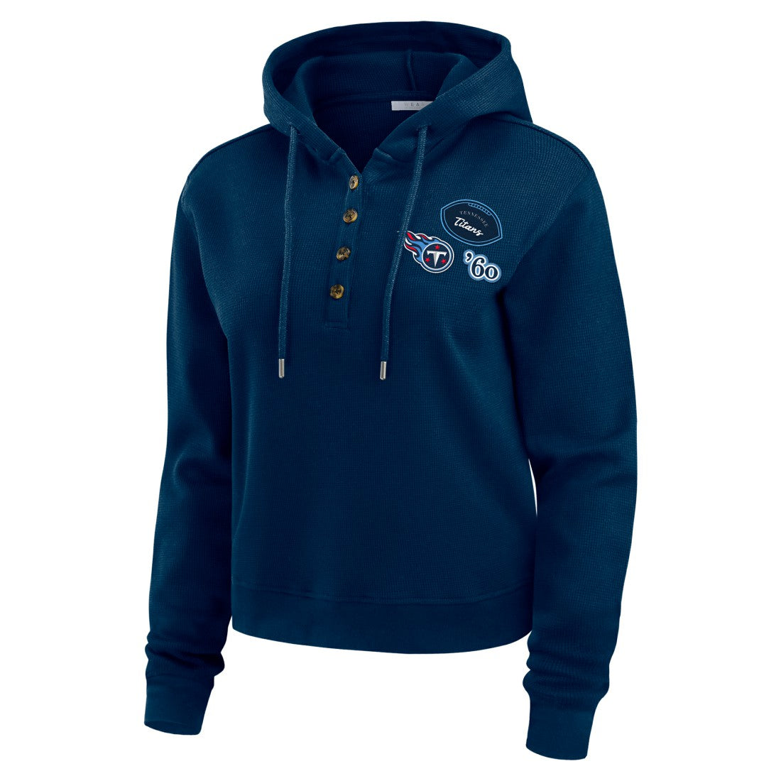 Tennessee Titans WEAR by Erin Andrews Women's Waffle Hoodie Pullover Top - Navy cheap