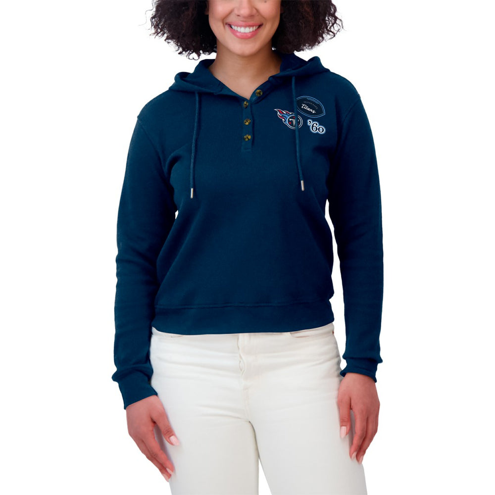Tennessee Titans WEAR by Erin Andrews Women's Waffle Hoodie Pullover Top - Navy cheap