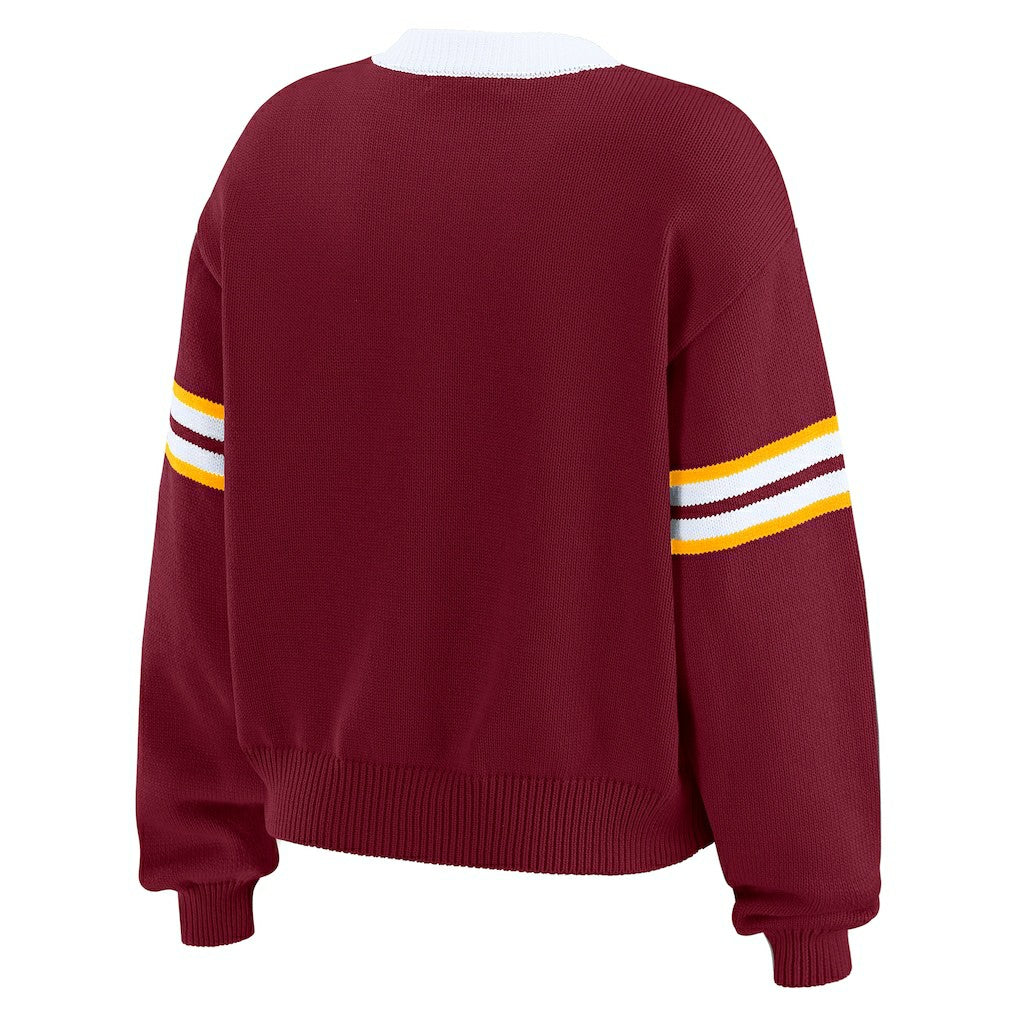 Washington Commanders WEAR by Erin Andrews Women's Lace-Up Pullover Sweatshirt - Burgundy on sale