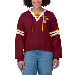 Washington Commanders WEAR by Erin Andrews Women's Lace-Up Pullover Sweatshirt - Burgundy on sale