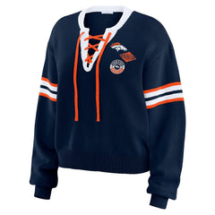 Denver Broncos WEAR by Erin Andrews Women's Lace-Up Pullover Sweatshirt - Navy outlet