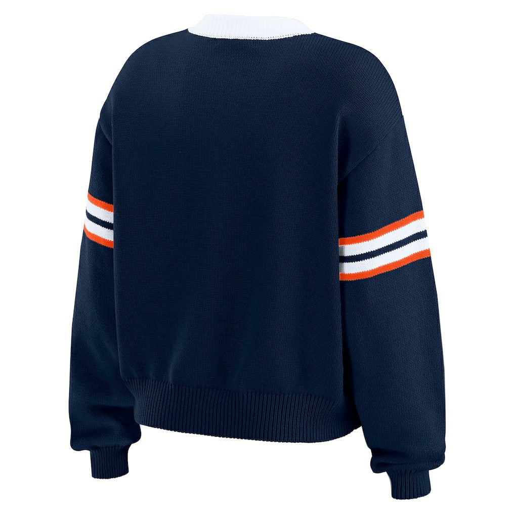 Denver Broncos WEAR by Erin Andrews Women's Lace-Up Pullover Sweatshirt - Navy outlet