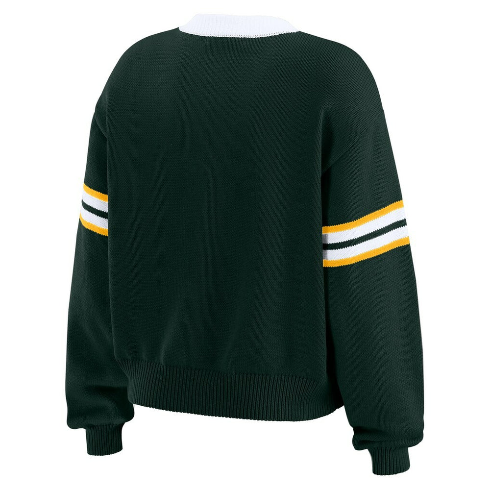 Green Bay Packers WEAR by Erin Andrews Women's Lace-Up Pullover Sweatshirt - Green on sale