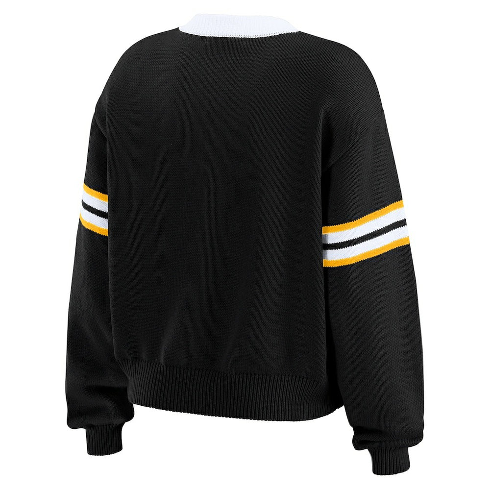 Pittsburgh Steelers WEAR by Erin Andrews Women's Lace-Up Pullover Sweatshirt - Black on sale